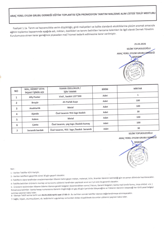 ARAÇ YEREL EYLEM GRUBU HİZME (...)