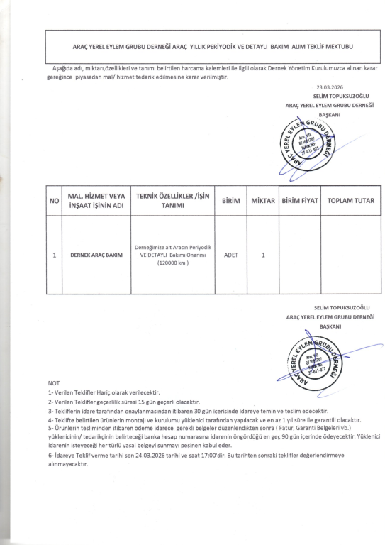 ARAÇ YEREL EYLEM GRUBU İLAN  (...)